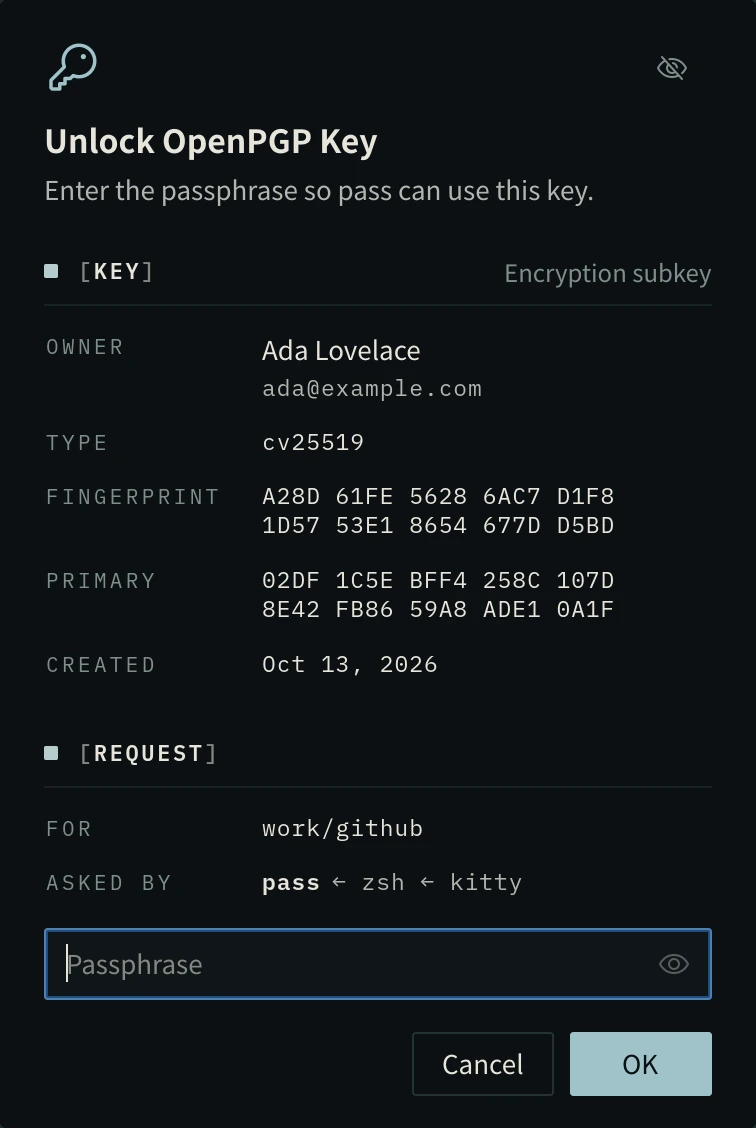 The passphrase dialog